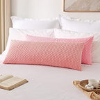 Kevin Textile Valentines 14x36 Inch Long Lumbar 1 Pack Boho Decorative Throw Pillow Cover Soft Striped Corduroy Rectangle Cushion Case Farmhouse Accent for Living Room Couch Sofa Bed, Pink