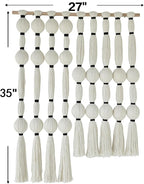 Fiber Macrame Wall Hanging Boho Ball Wall Art Bohemian for Living Room Bedroom White