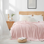 Snuggle Sac Pink Bedding Blankets Queen Size 90x90 inches, Reversible Microfiber Fluffy Fuzzy Soft Throw Cozy Knit Blanket for Women Mothers Birthday Gifts