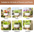 12 Inch Hanging Baskets for Plants Outdoor, Hanging Planters for Indoor Outdoor Plants, Hanging Planter with Self Watering, Hanging Flower Pots (White Planter with Macrame + Iron Hangers)