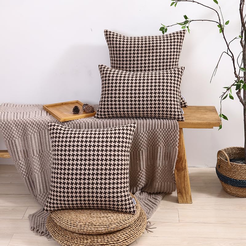 The Perfect Combination of AMAROTI Coffee Color and Gray, Exquisite Windmill Texture Pattern, 20X20 inch Farmhouse Living Room Sofa More Upscale Enjoy Jacquard Craft and Velvet Texture Fabric - color: Coffee Pattern and Gray Pattern, size: 20" x 20" (Pack