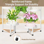 LASZOLA 7 Tiered Plant Stand Indoor Outdoor with Plastic Tray, Corner Folding Tall Flower Display Rack, Modern Plant Holder Shelf for Outdoor Patio Porch Garden Office Living Room, White