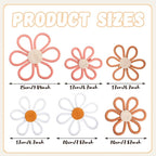 Barydat 6 Pcs Boho Nursery Decor Daisy Flower Woven Macrame Wall Hanging 3 Size Daisy Flower Wall Decor Bohemian Nursery Decorations for Home Dorm Art(Pink, Brown, White)