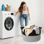 65L Large Blanket Basket,19.7"L x 19.7"W x 13"H Rope Woven Baskets with Handles, Toys Storage Bins,Laundry Basket Perfect for Living Room, Nursery,Bedroom,Home Organization,Black&Light Grey
