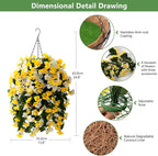 INQCMY Artificial Hanging Flowers Basket for Outdoor Outside Spring Decoration,Faux Silk Begonia in Planter Look Real UV Resistant for Porch Home Patio Garden Yard Decor