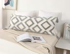 PANOD Decorative Long Lumbar Pillow Cover 12x32 Boho,Super Soft Chenille Extra Long Lumbar Pillow Case Cover with Tassel for Bed Sofa Couch Farmhouse Livingroom,Grey,Modern Skinny