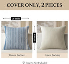 ANRODUO Pack of 2 Boho Throw Pillow Covers 26x26 Inch Farmhouse Decorative Couch Pillow Cases Jacquard Cushion Cover Neutral Accent Pillows of Bed Sofa Bedroom Living Room Home Decor, Navy Blue