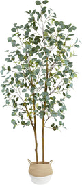 Artificial Eucalyptus Tree, 7ft Tall Silk Leaves Fake Plant with Basket for Outdoor Indoor, 83'' Faux Eucalyptus Trees for Home Office Livingroom Floor Décor
