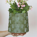 GUGUGO Pearl Sage Green Scale Planter, Cute Unique Plant Pot with Drainage, Eclectic Colorful Small Flower Planters Pots for Indoor & Outdoor Plants, Rainbow Funny Succulent Gardening Pot Gifts