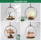 4 Pack Hanging Planters for Indoor Plants,Plant Hanger with Sturdy Wood Base,Modern Boho Macrame Plant Hanger,Wall Ceiling Window Stands(Plants/Pots Not Included)
