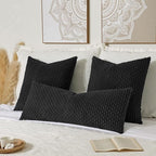 Kevin Textile 20x54 Inch Long Body Lumbar 1 Pack Boho Decorative Throw Pillow Cover Soft Striped Corduroy Rectangle Cushion Case Farmhouse Accent for Living Room Couch Sofa Bed, Black