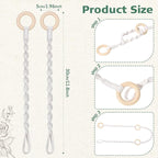 6 Pack Adjustable Macrame Plant Hanger Extender Handmade Woven Hanging Basket Extenders Connectable Rope Hanging Extension with Wooden Ring for Indoor Outdoor Plant Pot Holder