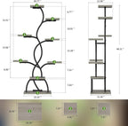 Plant Stand Indoor with Grow Light - 8 Tiered Plant Shelf Indoor, Corner Plant Stand, 49" Tall Plant Shelf with Lights for Indoor Growing, Lighted Flower Holder for Living Room, Balcony (Gray)