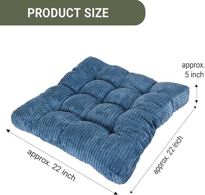 Meditation Floor Pillow Set,Memory Foam Meditation Cushion for Adults Sitting, Large Square Thickened Seat Cushions for Yoga, Tatami Living Room (1, Navy)