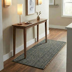 Green Jute & Cotton Braided Rug Runner 2' x 4' – Reversible Soft Accent Rug for Entryway, Kitchen, Bathroom