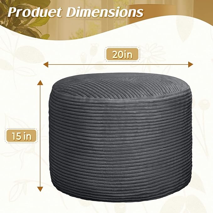 AS AWESLING Round Ottoman Foot Rest Pouf for Living Room Couch - Soft Plush Hassock