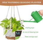 3 Pack Hanging Planters for Indoor Plants, 10 + 10 + 8 Inch Self-Watering Hanging Plant Pot, Macrame Plant Hanger with Pot, Ceiling Hooks, Removable Saucer and Drainage Holes for Garden Home - White