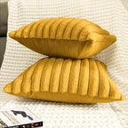 2 Pack 16x16 Pillow Cover Velvet Pillow Covers, Faux Fur Square Throw Pillow Covers for Living Room Decorations Throw Pillow Case, Throw Pillow Cover Cushion Cover for Sofa Bedroom Car, Mustard Yellow