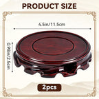 Yoiemivy 2 Pack Wooden Plant Stand for Table Wood Riser for Decor Small Vase Stand Chinese Planter Stands for Display Statue Oriental Style Indoor Plant Pot Pedestal Stand (4.5 Inch)