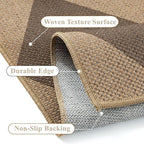 Checkered 4 ft Easy Jute Round Rug, Washable Small Rugs for Entryway Patio, Farmhouse Non Slip Non Shedding Indoor Outdoor Circle Carpet for Kitchen Porch