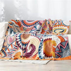 Boho Blanket for Bed 100% Cotton Bohemian Throw Blankets Ultra Soft Woven Muslin Decorative Blankets All Seasons Vintage Quilt Knitted Blanket for Sofa Chair (Colorful, 80"x90")