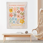 Chordity Danish Pastel Botanical Flower Market Aesthetic Floral Plants Tapestries Wall Hanging Tapestry Decorative Flag For Home Decor Living Room College Dorm Bedroom Banner Poster 30*40 Inch
