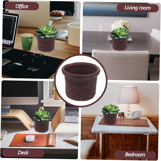 1Pc Seaweed Woven Plant Holder Natural Seagrass Pot Container for Indoor Plants Handcrafted Design Versatile Basket for Home Decor