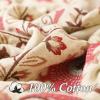 Snycler Boho Throw Blanket for Bed - 100% Cotton Ultra Soft Rustic Quilt - Pink Boho Floral Printed Farmhouse Decor Bed Blankets, 60"×80" All Season Rustic Throw for Sofa Couch Chair
