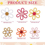 Barydat 6 Pcs Boho Nursery Decor Daisy Flower Woven Macrame Wall Hanging 3 Size Daisy Flower Wall Decor Bohemian Nursery Decorations for Home Dorm Art(Fresh Color)