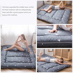 MAXYOYO Grey Triangle Printed Japanese Futon Floor Mattress, Thicken Sleeping Pad Floor Bed Roll Up Camping Guest Mattress Folding Couch Bed, Full Size