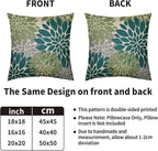 Teal Green Grey Gray Pillow Covers 24X24 Inch Set of 2, Modern Dahlia Floral Print Decorative Throw Pillow Covers Outdoor Farmhouse Cushion Case for Home Couch Sofa Bed Decoration
