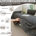 ROOMLIFE Gray Couch Cover Boho Sofa Covers for 3 Cushion Couch Washable, Furniture Protector Sofa Couch Cover for Dogs, Soft Chenille Sofa Slipcover, Couch Throw Blankets with Tassels 71 '' X 134''