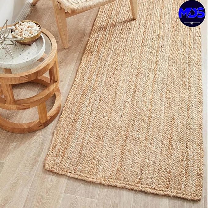 MDS Pack of 1 Handwoven Braided Jute Area Rug 2x8 Rectangular - 100% Natural Burlap Reversible Accent Rugs for Home Decor, Living Room, Doormat, Kitchen, Entryway Rug, Rustic, Farmhouse (2'x8')