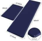 HappyTrends Kitchen Mat,17.3"x28"+17.3"x60" Navy, Cushioned Comfort Anti-Fatigue Waterproof Floor Mat Kitchen Rugs, Thick Perfect Ergonomic Foam Standing mat for Kitchen, Home, Office, Laundry