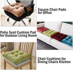 Tiita Chair Pads for Dining Chairs, Seat Cushions with Ties 18x18 Inches, Square Pillows Pad Set of 2 for Kitchen, Green