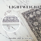 Hallway 2x6 Washable Runner Rug: Oriental Stain Resistant Kitchen Entryway Rugs Farmhouse Ultra Soft Bathroom Bedroom Print Floor Mat Thin Non Slip Indoor Carpet for Living Room Laudry (2 X 6, Grey)