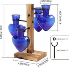 Plant Terrarium Propagation Stations with Wooden Stand, Glass Vase for Indoor Hydroponics Home Garden Office Decoration Gift for Women - 4 Love Bulb Vase