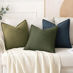 MIULEE Decorative Linen Pillow Covers 20x20 Inch Blue Boho Farmhouse Neutral Couch Throw Pillows for Bed Pack of 2 Accent Coastal Modern Pillowcase Summer Sofa Livingroom Home Decor