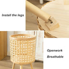 Bamboo Plant Stand,Handmade Woven Plant Stand with Removable Legs,Boho Plant Stand Tall Planters for Indoor Outdoor Plants(Khaki,M)
