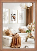 sawsile Rectangular Wood Mirror,22x30 inch Rustic Farmhouse Natural Wooden Frame Boho Beads Wall Mirror for Bathroom,Living Room,Bedroom or Entryway