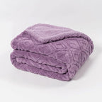 EverGrace Jacquard Boho Sherpa Fleece Throw Blanket for Couch, Super Soft Cozy Fuzzy Plush Blankets for All Seasons, Reversible Thick Warm Blanket for Bed, Sofa, Living Room, Mauve Purple, 60" x 80"