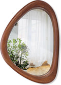 MAGFLERUM Irregular Wall Mirror, 15 * 10 inch Asymmetrical Wood Mirrors, Small Wall Mirror, Hanging Vertically and Horizontally. Mirrors for Wall Decor (Black Walnut)