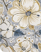 DEXI Kitchen Mats for Floor, 17x59, Cushioned Standing Mat Anti Fatigue, Waterproof Comfort Floral Padded for Laundry Room Office, Blue and Yellow