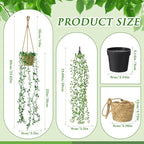 6 Set Mini Fake Hanging Plants with Woven Basket Boho Artificial Ivy Faux Vines Eucalyptus Leaf for Indoor Home Wall Living Room Bathroom Shelf Decor (Eucalyptus Leaf)