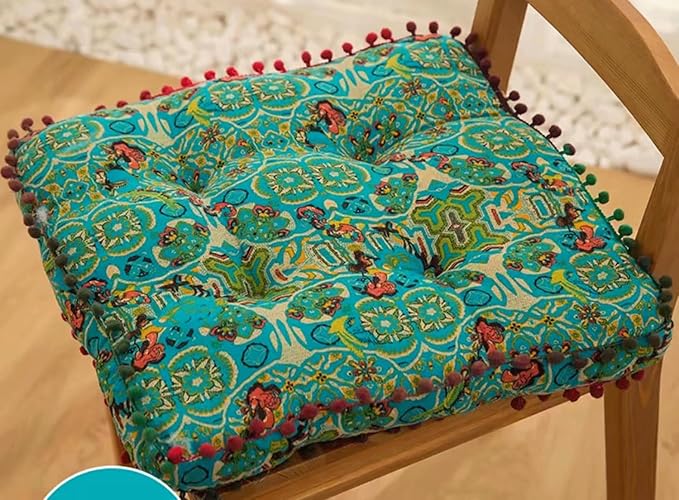 Meditation Floor Pillow, Large Pillows Seating, Bohemian Cushion for Fireplace Yoga Living Room Sitting(Size:42x42x6cm,Color:Moroccan Square mat - Blue)