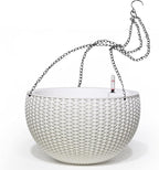 Dexceder 13.5 Inch Large Self Watering Hanging Planters Indoor Outdoor, Thickened Hanging Basket Flower Plant Pot with Water Level Indicator (White)