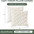 decorUhome St. Patrick’s Day Shamrock Pillow Covers 20x20 Inch Set of 2, Soft Plush Faux Wool Cream White Throw Pillow Covers, Farmhouse Spring Holiday Decor for Sofa Living Room