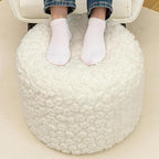 Ottoman Foot Rest Stuffed Round Boho Floor Poof Seating Armchair Ottoman Foot Stool Floor Cushion Bean Bag Pouf 18x18x14 Inch Cream White