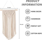 RLoncomix Macrame Wall Hanging Art Woven Wall Decor Cotton Bohemian Chic Macrame Tapestry for Bedroom Livingroom Apartment Dorm Nursery Gallery Decoration, Beige, 14" Wx24 L