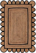 SVI Rug Scallop Pattern Jute Bohemian Area Rug (Black, 2'x3')